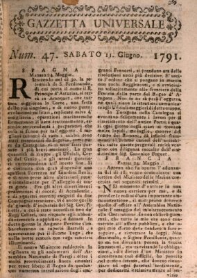 Gazzetta universale Samstag 11. Juni 1791