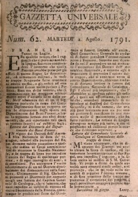 Gazzetta universale Dienstag 2. August 1791