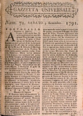 Gazzetta universale Samstag 3. September 1791