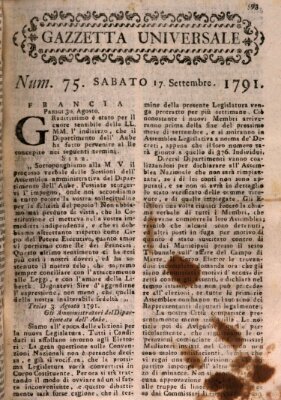 Gazzetta universale Samstag 17. September 1791