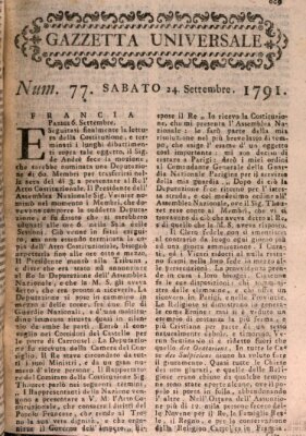 Gazzetta universale Samstag 24. September 1791