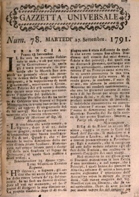 Gazzetta universale Dienstag 27. September 1791