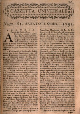 Gazzetta universale Samstag 8. Oktober 1791