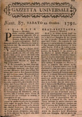 Gazzetta universale Samstag 29. Oktober 1791