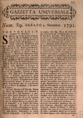 Gazzetta universale Samstag 5. November 1791