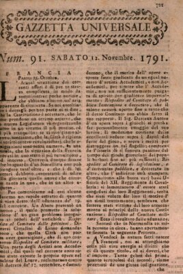 Gazzetta universale Samstag 12. November 1791