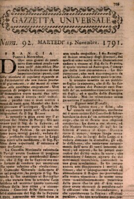 Gazzetta universale Dienstag 15. November 1791