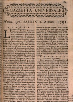 Gazzetta universale Samstag 3. Dezember 1791