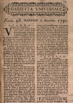 Gazzetta universale Dienstag 6. Dezember 1791