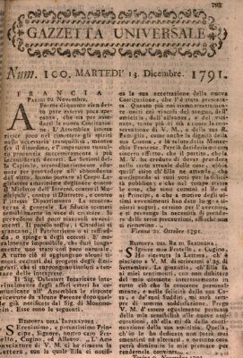 Gazzetta universale Dienstag 13. Dezember 1791