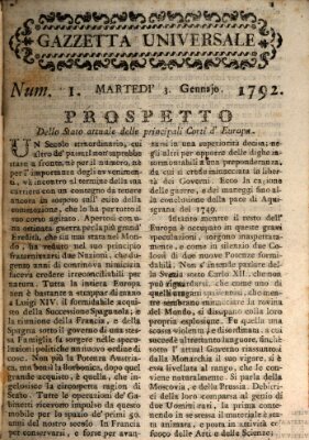 Gazzetta universale Dienstag 3. Januar 1792