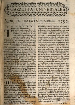 Gazzetta universale Samstag 7. Januar 1792