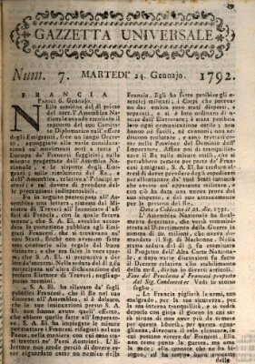 Gazzetta universale Dienstag 24. Januar 1792