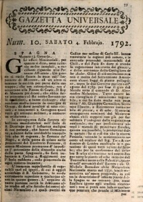 Gazzetta universale Samstag 4. Februar 1792