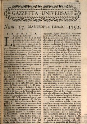 Gazzetta universale Dienstag 28. Februar 1792