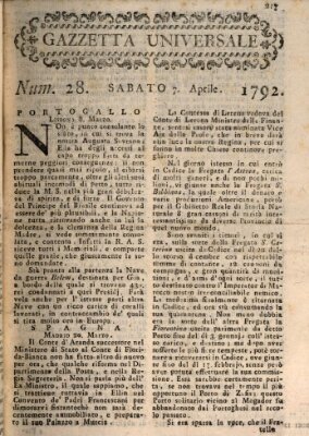 Gazzetta universale Samstag 7. April 1792