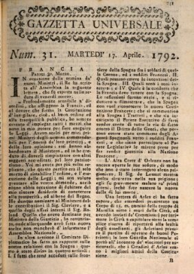 Gazzetta universale Dienstag 17. April 1792