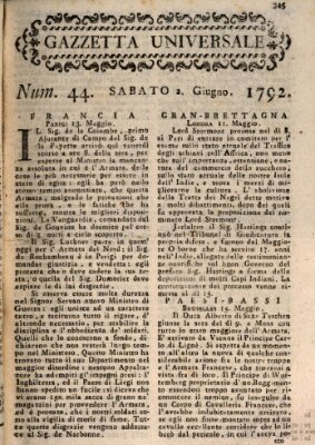 Gazzetta universale Samstag 2. Juni 1792