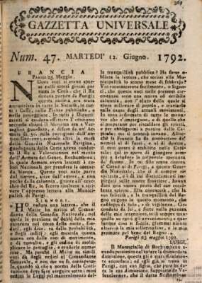 Gazzetta universale Dienstag 12. Juni 1792