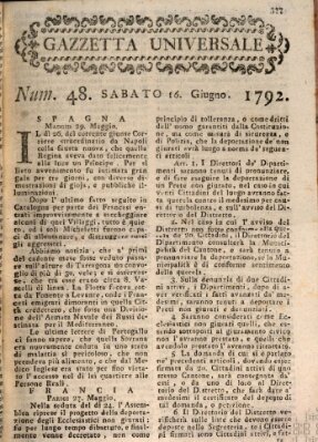 Gazzetta universale Samstag 16. Juni 1792