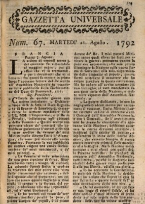 Gazzetta universale Dienstag 21. August 1792