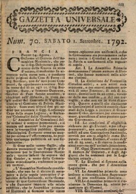 Gazzetta universale Samstag 1. September 1792