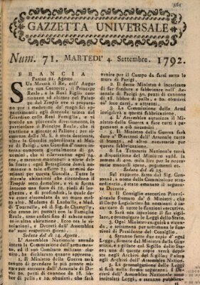 Gazzetta universale Dienstag 4. September 1792