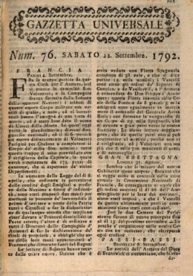 Gazzetta universale Samstag 22. September 1792