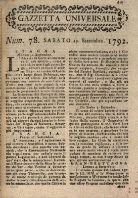 Gazzetta universale Samstag 29. September 1792