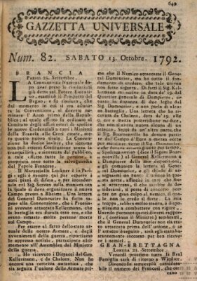 Gazzetta universale Samstag 13. Oktober 1792