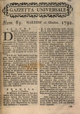 Gazzetta universale Dienstag 16. Oktober 1792