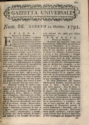 Gazzetta universale Samstag 27. Oktober 1792