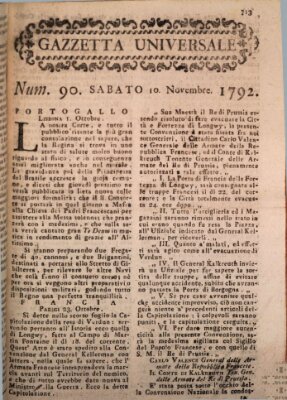 Gazzetta universale Samstag 10. November 1792