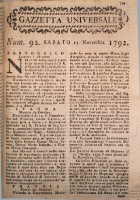 Gazzetta universale Samstag 17. November 1792