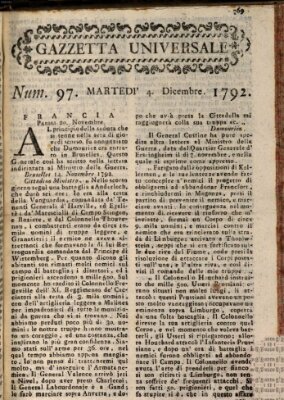 Gazzetta universale Dienstag 4. Dezember 1792