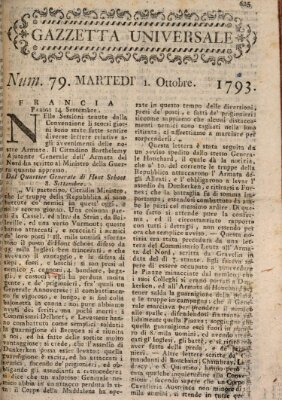 Gazzetta universale Dienstag 1. Oktober 1793