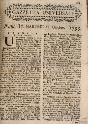 Gazzetta universale Dienstag 22. Oktober 1793