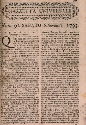 Gazzetta universale Samstag 16. November 1793