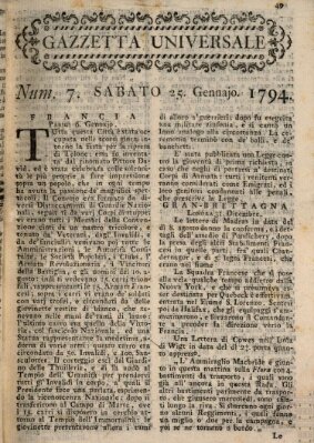 Gazzetta universale Samstag 25. Januar 1794