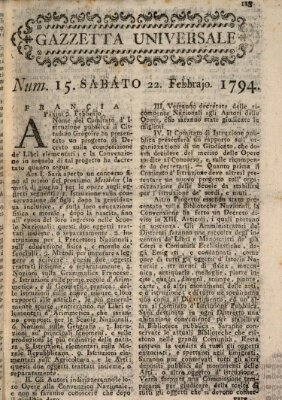 Gazzetta universale Samstag 22. Februar 1794