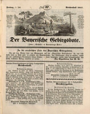 Der bayerische Gebirgsbote (Der Grenzbote) Freitag 2. Juli 1847