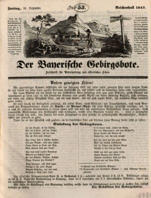 Der bayerische Gebirgsbote (Der Grenzbote) Freitag 31. Dezember 1847