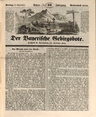 Der bayerische Gebirgsbote (Der Grenzbote) Freitag 29. September 1848