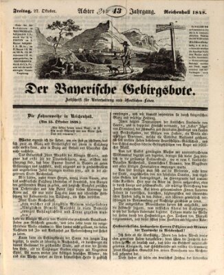 Der bayerische Gebirgsbote (Der Grenzbote) Freitag 27. Oktober 1848