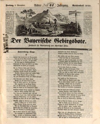 Der bayerische Gebirgsbote (Der Grenzbote) Freitag 3. November 1848