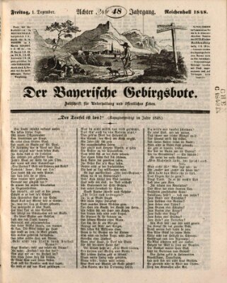 Der bayerische Gebirgsbote (Der Grenzbote) Freitag 1. Dezember 1848