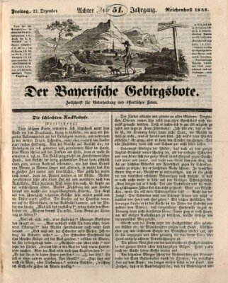 Der bayerische Gebirgsbote (Der Grenzbote) Freitag 22. Dezember 1848