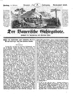 Der bayerische Gebirgsbote (Der Grenzbote) Freitag 16. Februar 1849