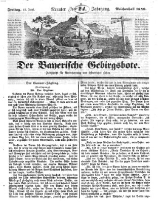 Der bayerische Gebirgsbote (Der Grenzbote) Freitag 15. Juni 1849