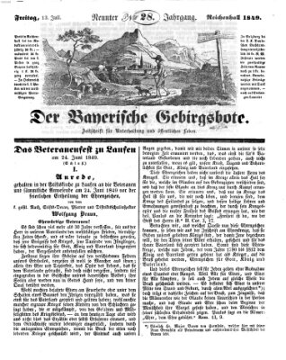 Der bayerische Gebirgsbote (Der Grenzbote) Freitag 13. Juli 1849